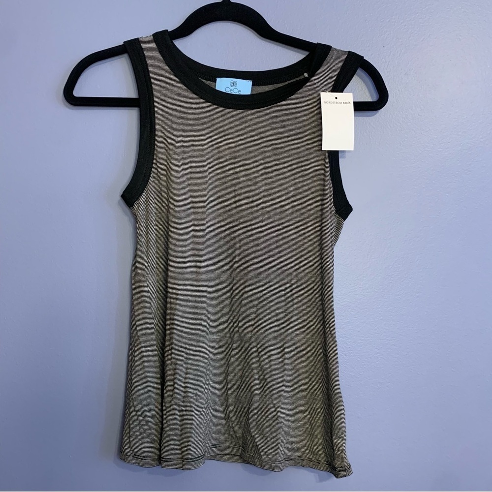 CeCe Black and White Striped Tank - Size 5
